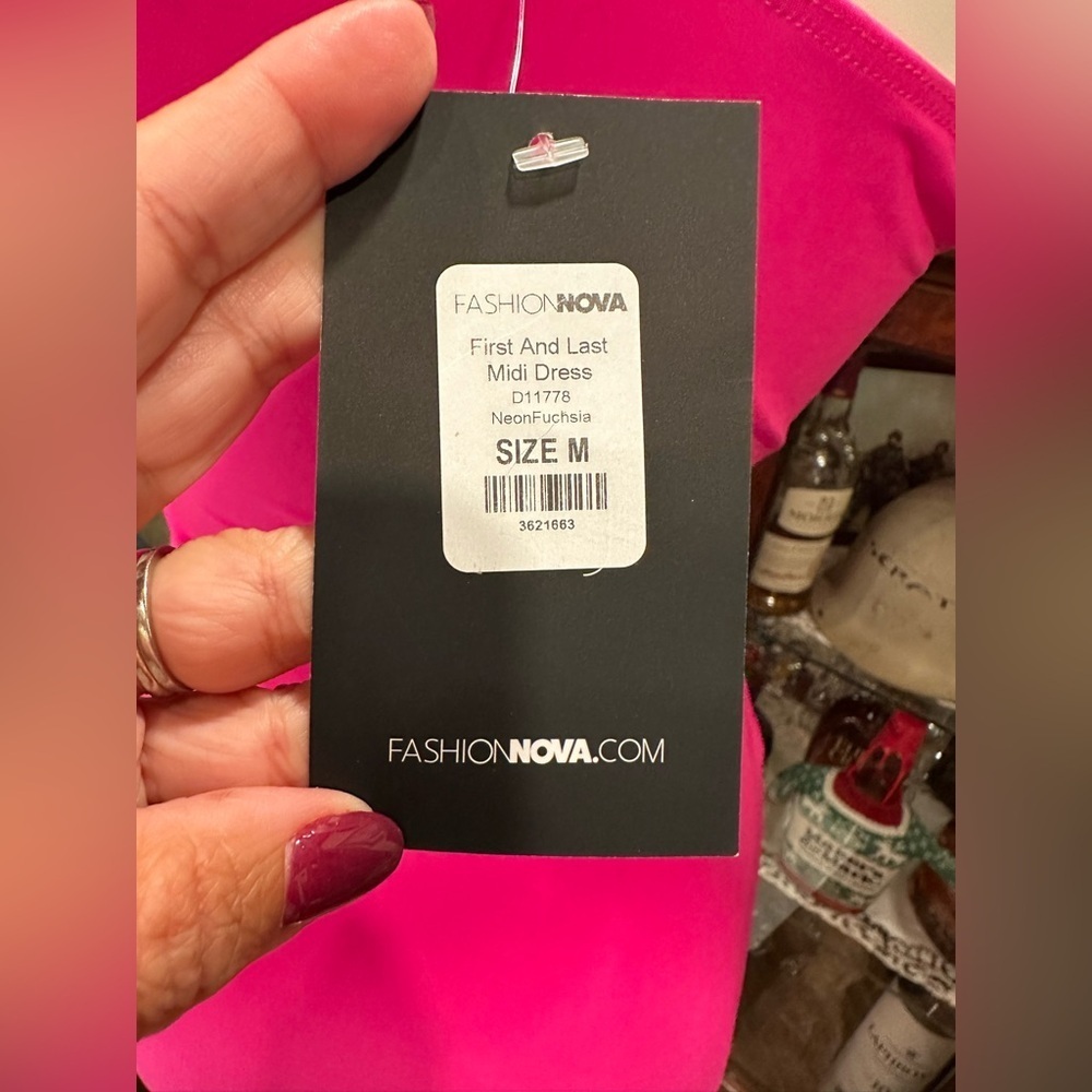 NWT  FASHION NOVA First And Last Midi Dress - Neon Fuchsia - Picture 5 of 9